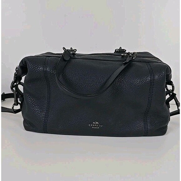 Coach F59325 Pebble Leather Lenox Satchel Bag Midnight Blue - Picture 1 of 11